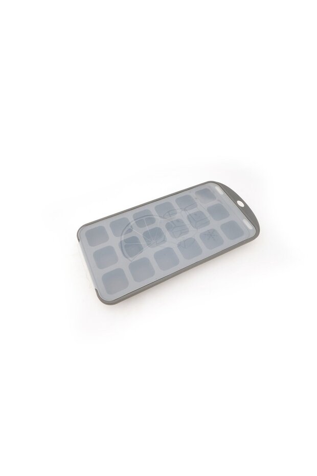 SILICONE 18PCS ICE CUBE W/COVER GREY