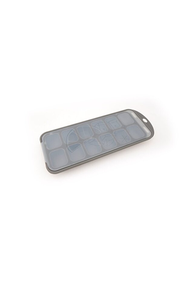 SILICONE 12PCS ICE CUBE W/COVER GREY