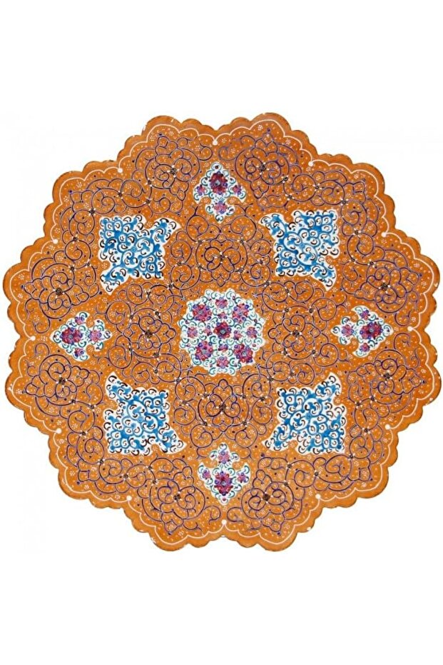 Handmade Enamel Copper Plate, Decorative Wall Hanging Plate (orange)