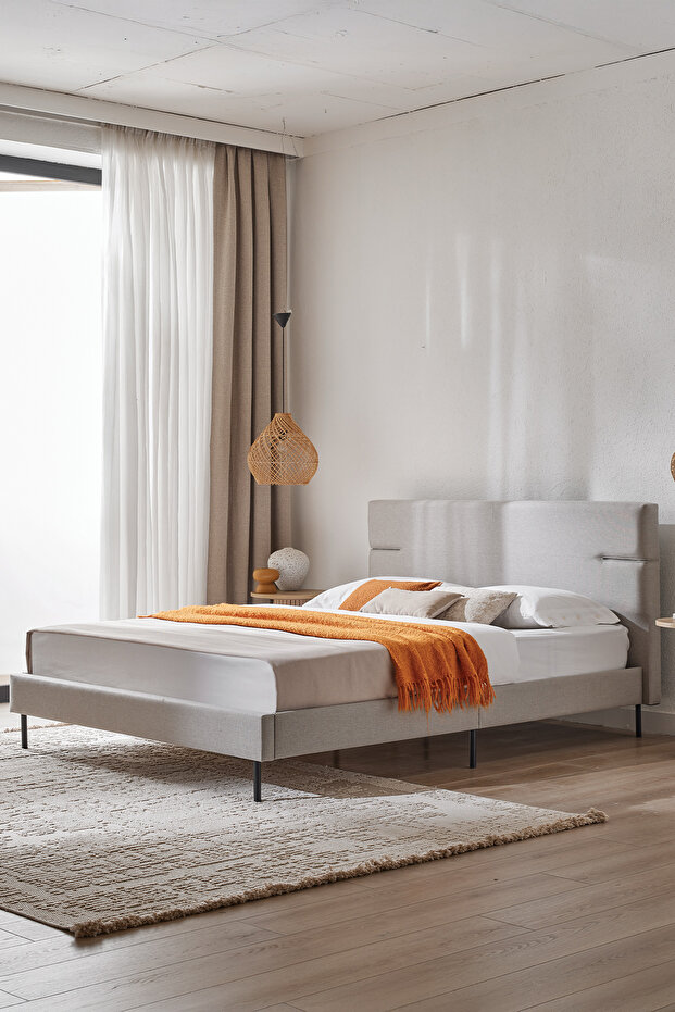 BaseUp Başlıklı Karyola - Taş - 1