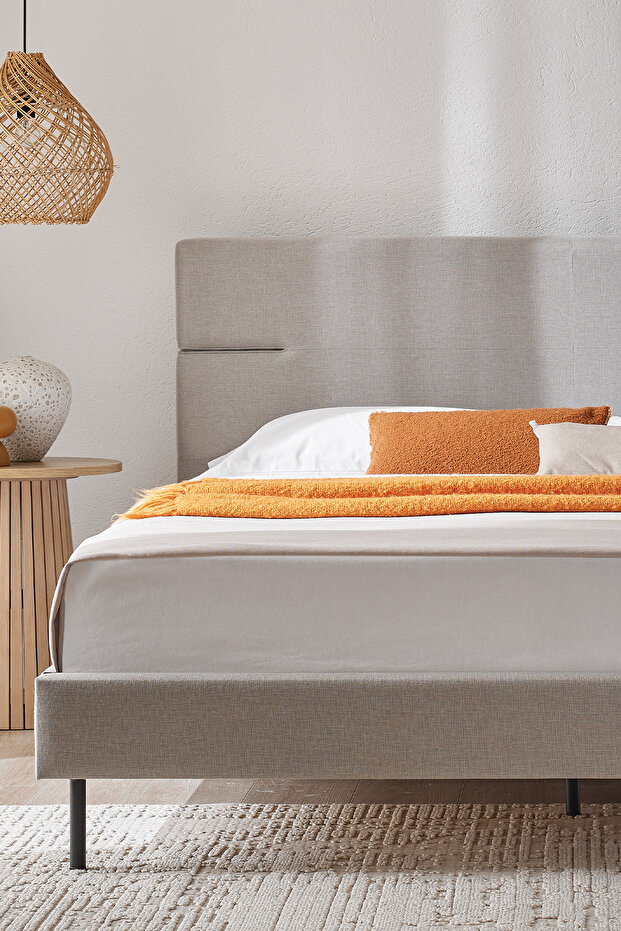 BaseUp Başlıklı Karyola - Taş - 4