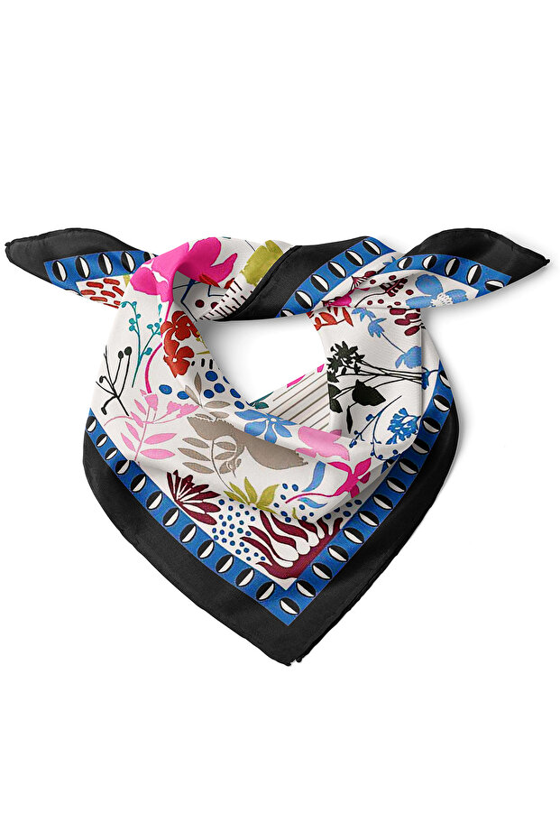 Colorful Bird and Flower Pattern Scarf Bandana 50X50 cm