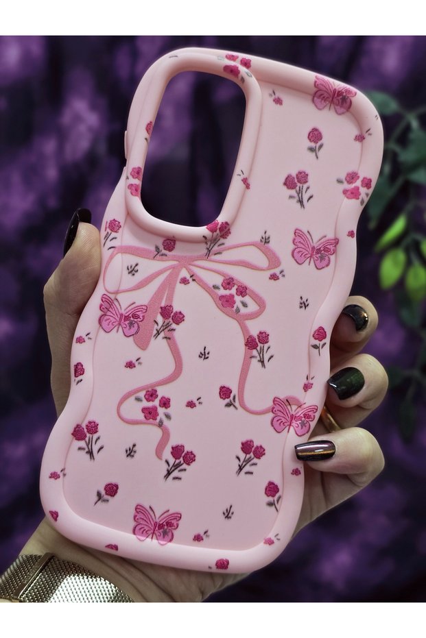 Samsung Galaxy S24 Plus - S25 Plus Compatible Butterfly Ribbon and Floral Pattern Pink Phone Case