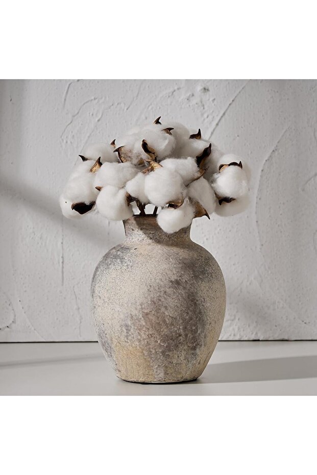 Ceramic Decorative Flower Vase 6 Inch Rustic Farmhouse Boho - Brown