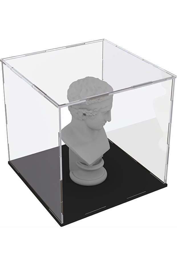 علبة عرض أكريليك 20.3×20.3×20.3 سم للشخصيات بقاعدة سوداء
