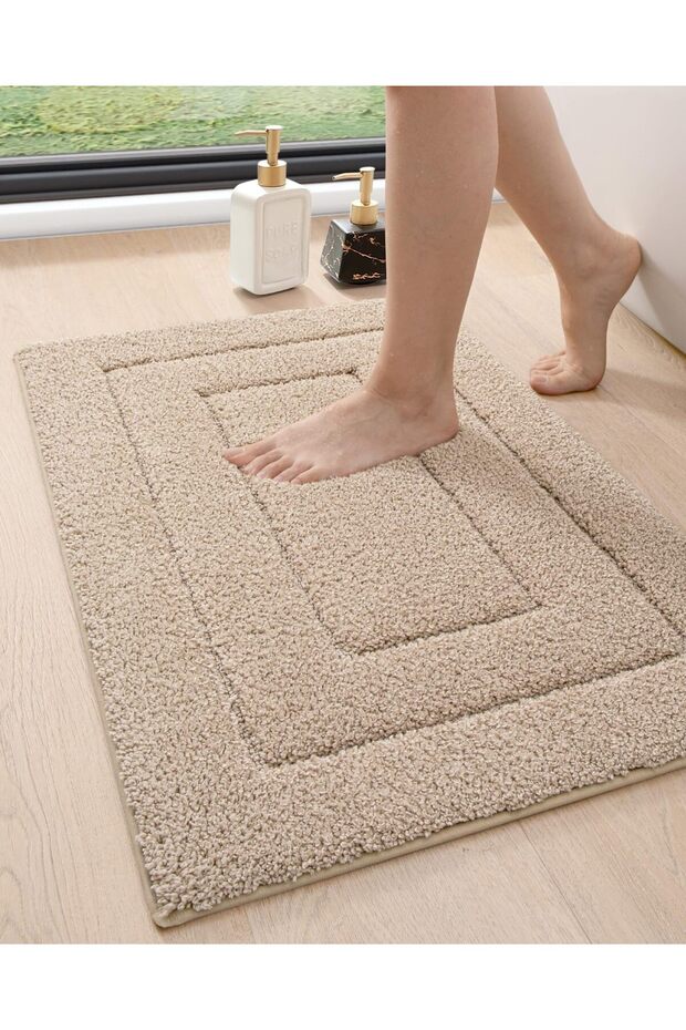 Bathroom Rug Mat, Extra Soft Absorbent, Non-Slip, 50 x 80 cm, Beige