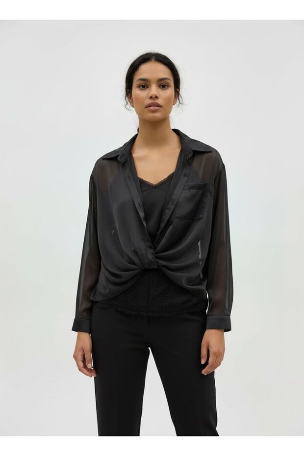 Transparan detaylı modern BLUZ - 3