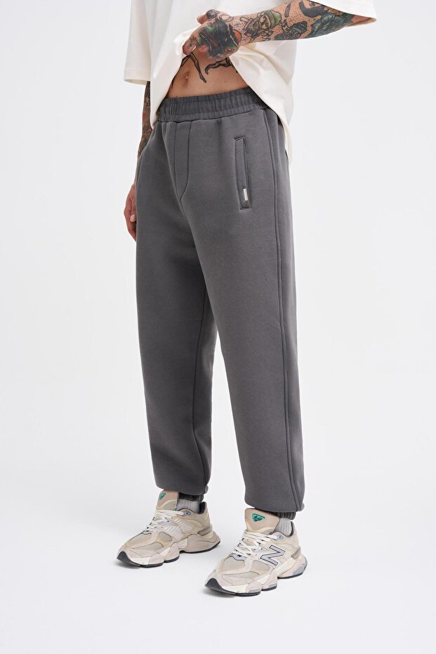 Erkek Relaxed Jogger Basic Eşofman Altı Antrasit - 2