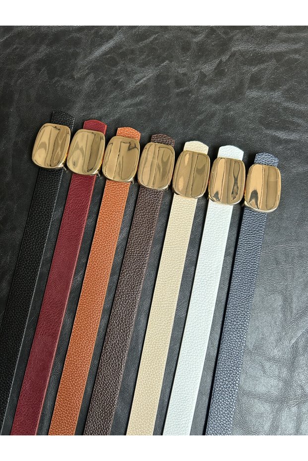 7-Piece Hoard Mirror Patterned Women's Gold Buckle Belt Jacket Belt Dress Belt Trouser Belt