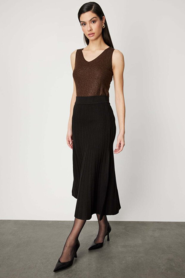 Piliseli Midi Boy Triko Etek - 3