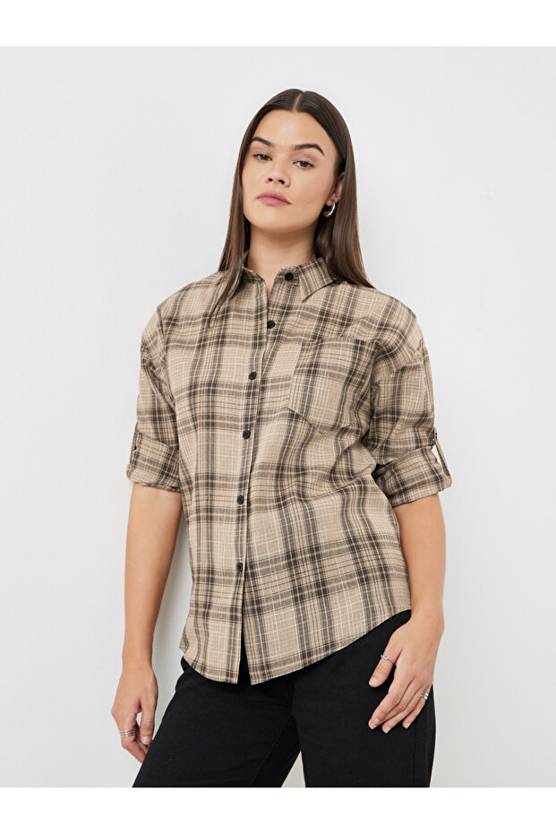 Brown Checked Long Sleeve Shirt