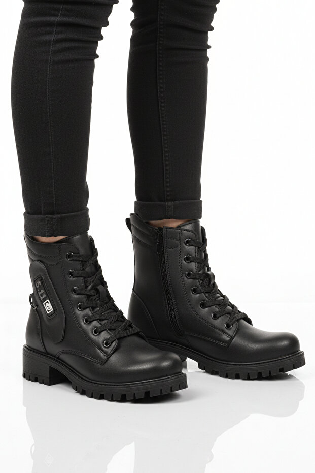 Black Fleece Inside Non-Slip Sole Zippered Women's Boots 24024 Z