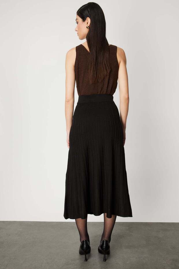 Piliseli Midi Boy Triko Etek - 6