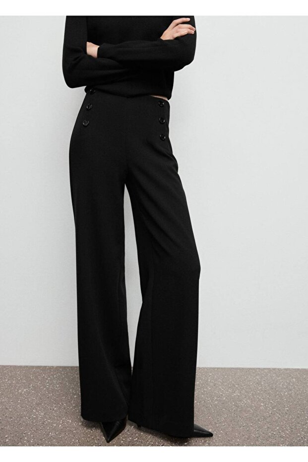 Düğmeli wideleg pantolon - 1