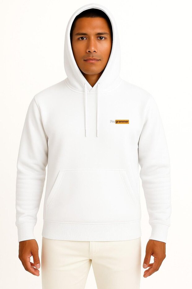 Hooded Programmer Cep and Sırt Printed Unisex Sweatshirt