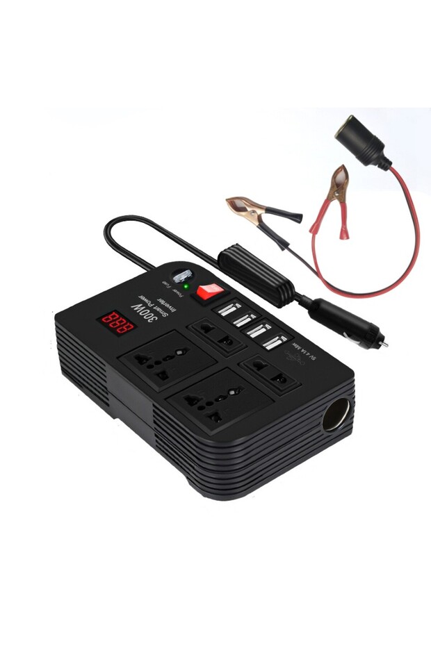 300W Portable Power Station Charging Setup Inside a Car Power Converter