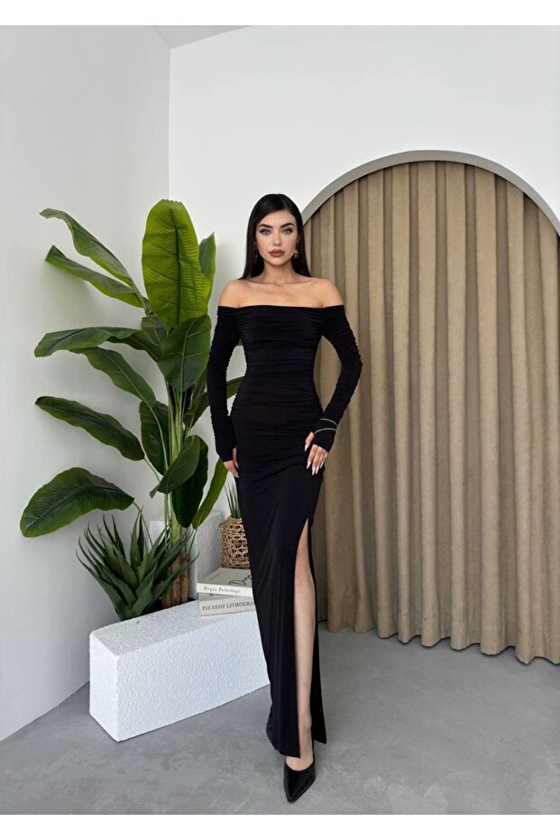 Madonna Yaka Drapeli Elbise - 1