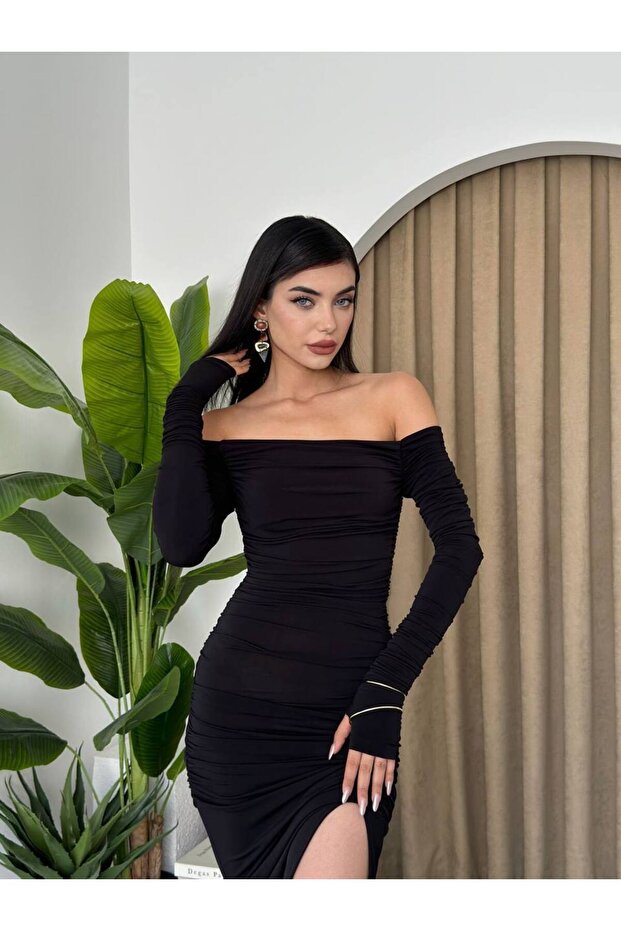 Madonna Yaka Drapeli Elbise - 3