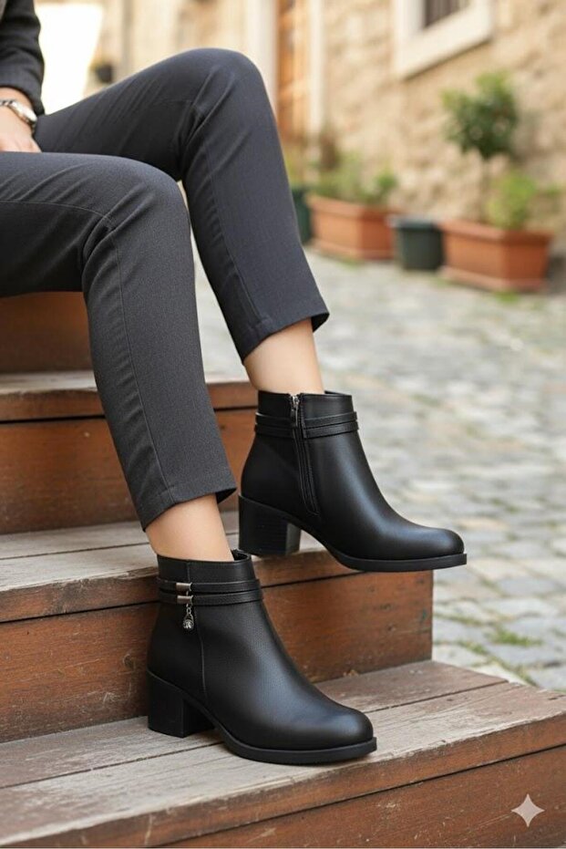 30342 Comfortable Stone Buckle 5 cm Heel Height Warm Lining Women's Boots