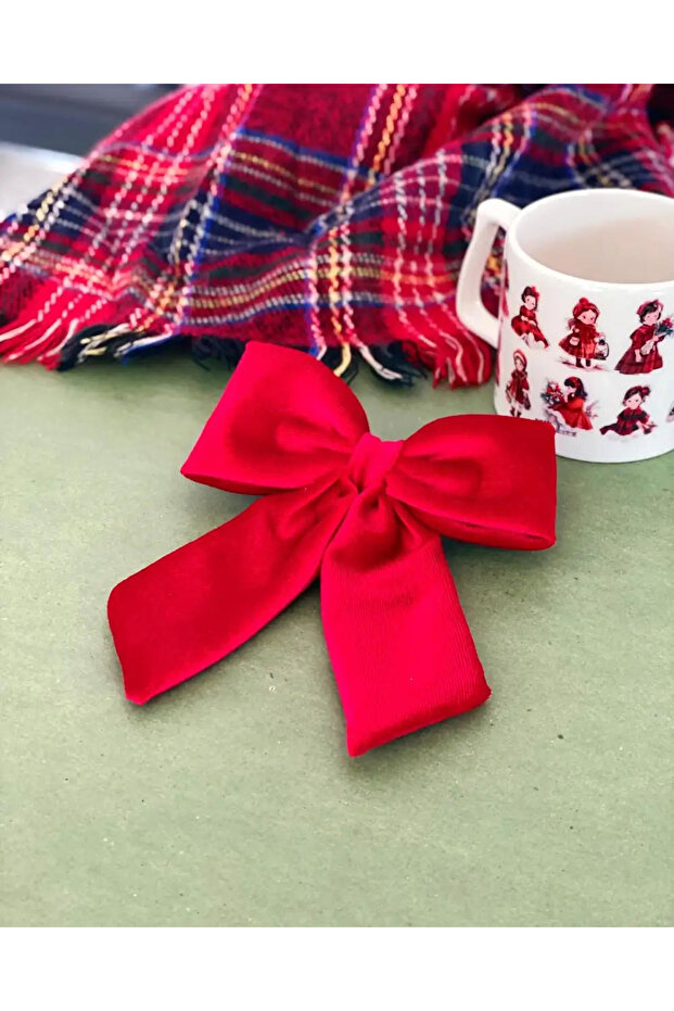 مشبك تلقائي مخملي أحمر - 4