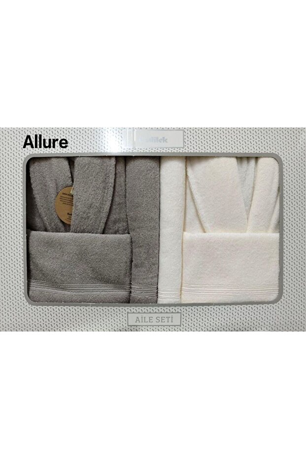 Allure Bornoz Takımı Aile Seti Bej-Krem - 1