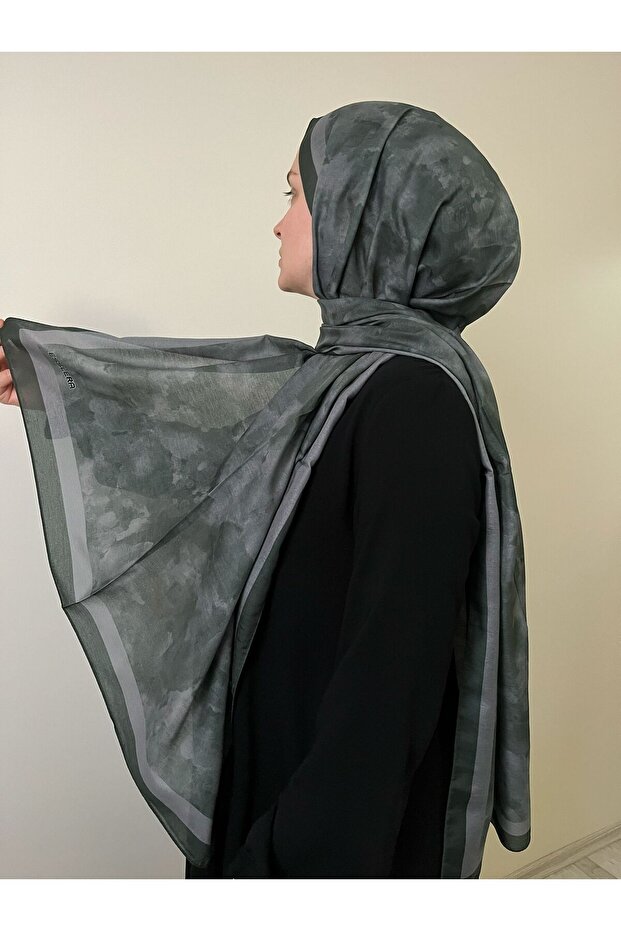 Bulut Desen Yeşil Soft Eşarp - 5