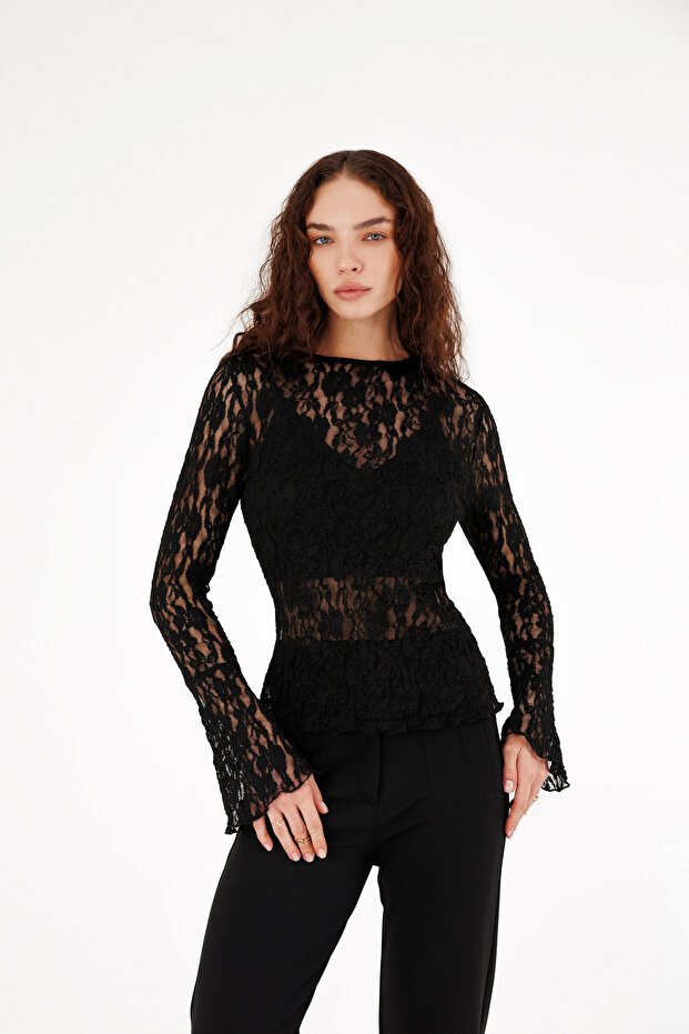 Trompet Kol Dantel Bluz - 1