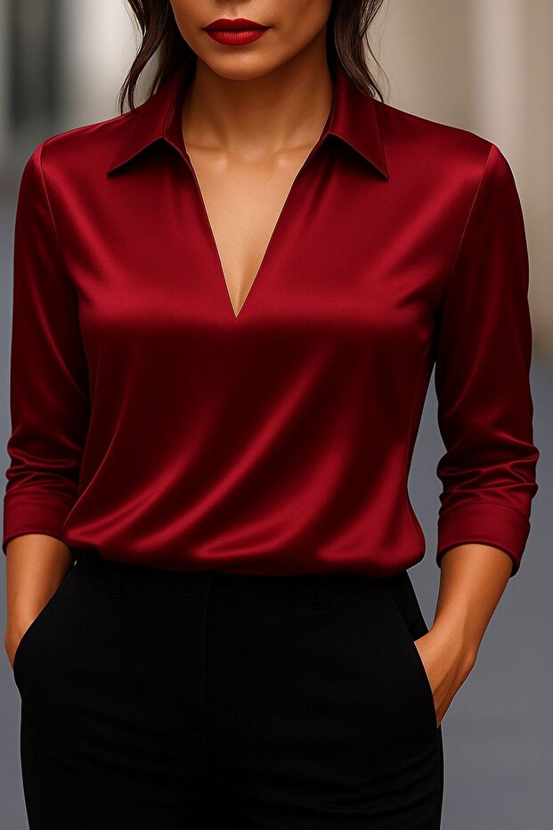 Women's Long Sleeve Shirt Collar Blouse