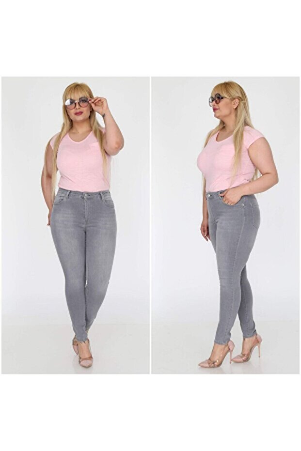 بنطلون جينز ضيق من الأسفل مقاس كبير من GAMZE MODA
