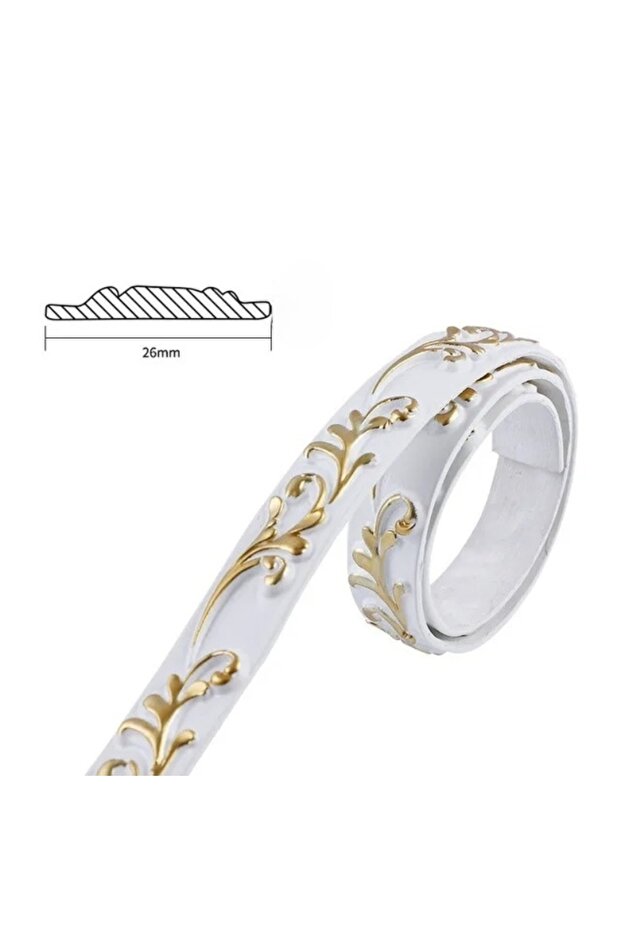 White stroke gold 1pc 78.74/39.37in Self-Adhesive Decorative Soft Line Baseboard Ceiling Trim Line B