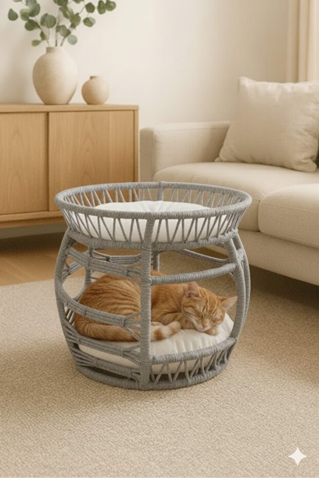 Çift Katlı Bombeli Kedi Yatağı - 1