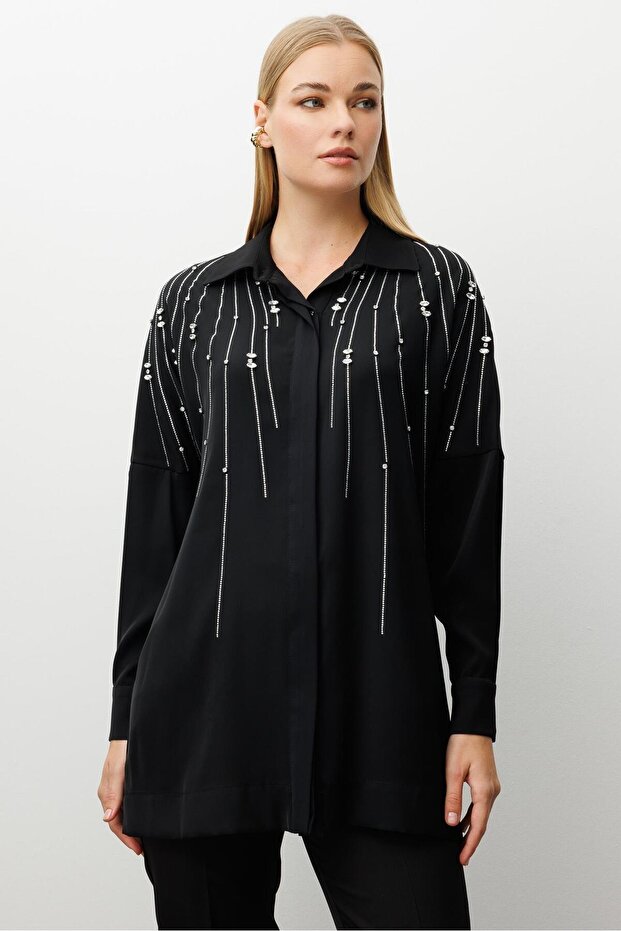 MODAİLGİ OVERSİZE GÖMLEK 10094 Siyah - 4