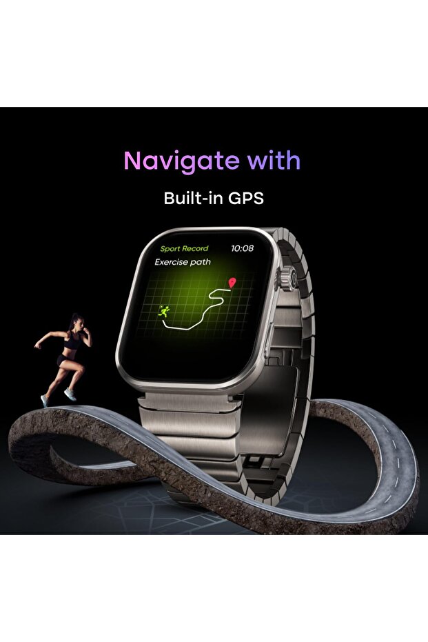 Noise Pro 6 Max Smartwatch - 1.96" AMOLED, AI Watch Faces, EN2 Processor, Built-in GPS (Chrome Black - 6