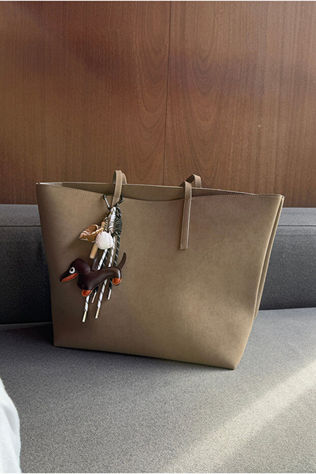 Women's Hand and Shoulder Bag Mink Suede