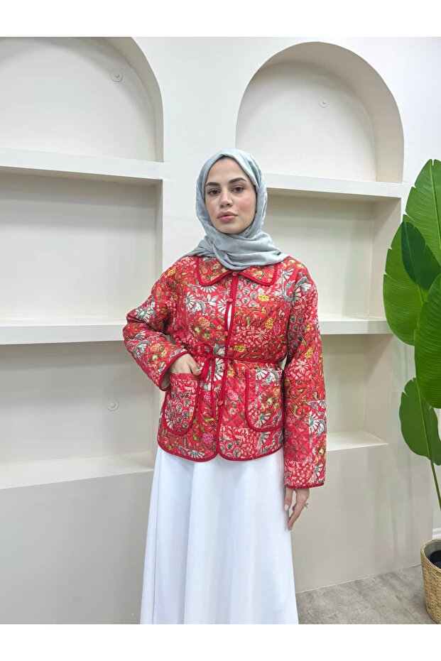 سترة قصيرة بنمط عرقي مع أربطة - 1