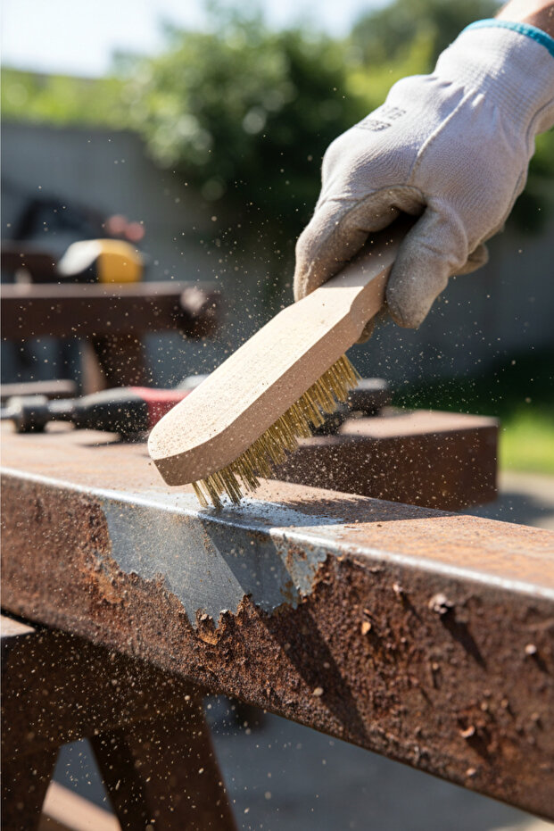 Hard Wire Brush with Wooden Handle | Grill-Steel-Iron-Copper-Metal Wire Brush