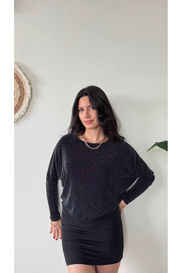 kendinden simli örme bluz - 3