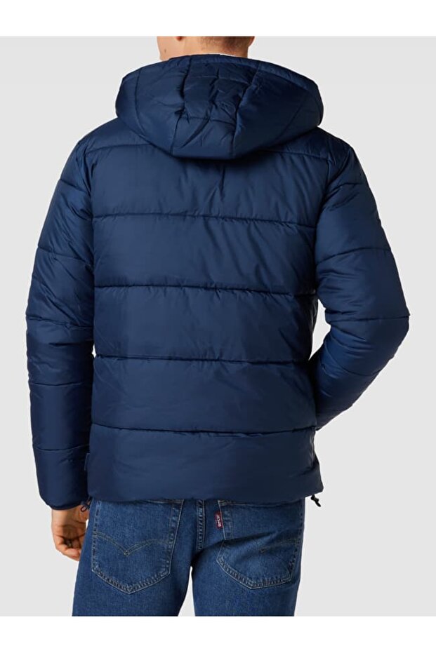 quilted jacket with label patch in dark blue - 6