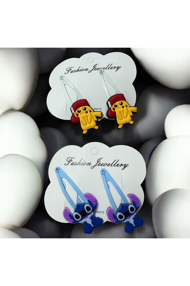 4-Piece Figured Luxury Snap Buckle Girl's Gift Stitch Pikachu