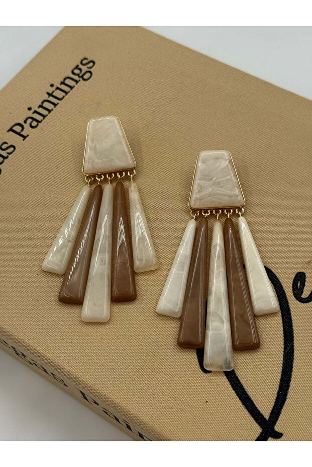 Square Dangle Detailed Maxi Size Earrings