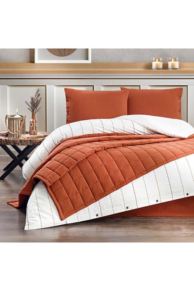 Freda Dowry Set 5 Piece Bedspread Duvet Cover Set Terracotta Tile