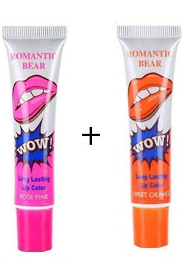2-Piece Wow Matte Liquid Lip Gloss - Rose Pink / Sweet Orange