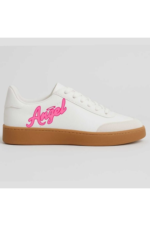 Pink Angel Printed White Sneakers