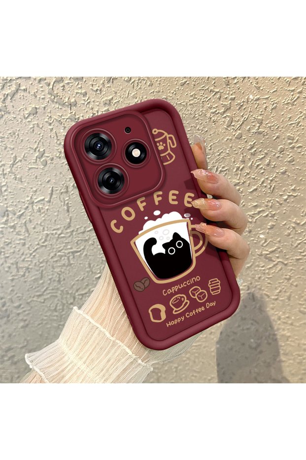 Tecno Spark 10 Pro Compatible Silicone Material Shockproof Simple Burgundy Color Case