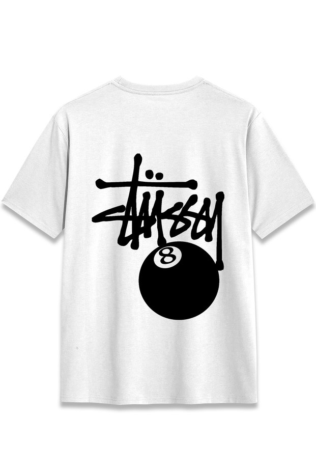Stussy 8 Ball Design Printed T-Shirt Unisex 100% Cotton Breathable Thick Fabric Tee Shirt