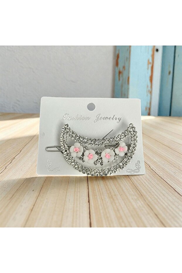 Çiçekli Taşlı Broş - 1