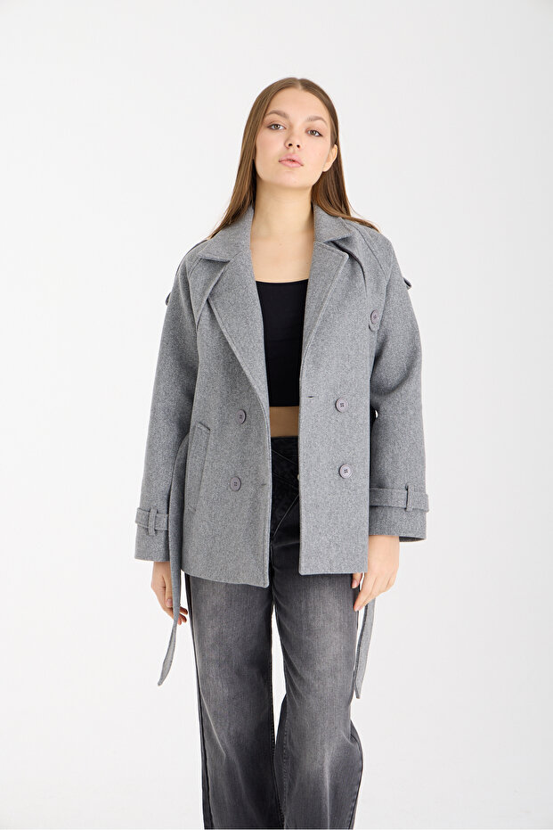 Calina Gray Regular Fit Premium Cashmere Jacket