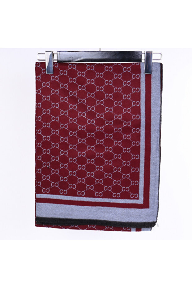 Burgundy patterned scarf - 2