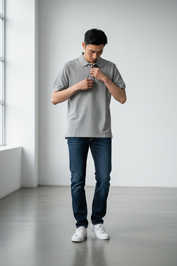 Polo Neck T-Shirt Lacos Pike Fabric