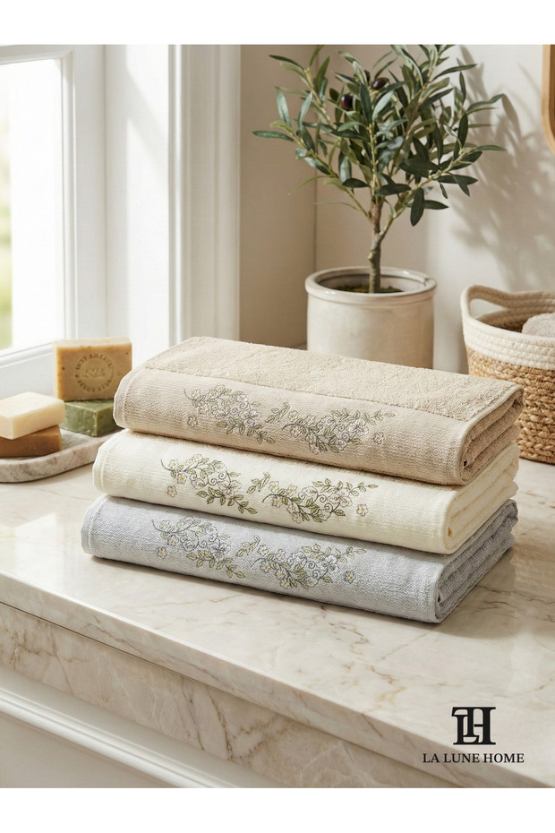 Rose Garden Embroidered Hand and Face Towel 50X90 6-Piece Set